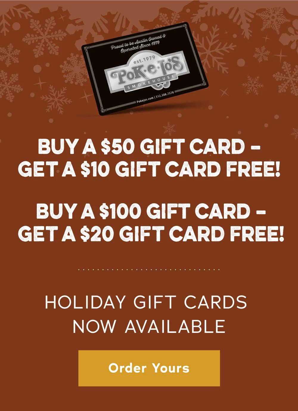 Gift Cards for Grilling, Meat Smoking, BBQ Lovers ($50 gift card